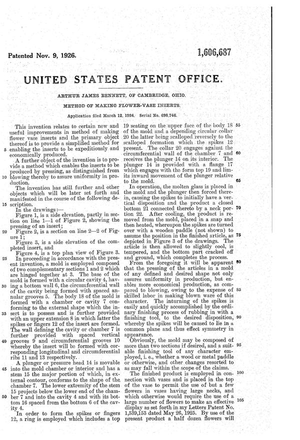 Cambridge Flower Frog Insert Patent 1606687-3