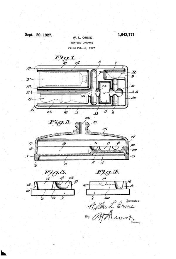 Cambridge # 826 Shaving Tray Patent 1643171-1