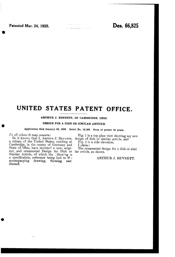Cambridge # 500 Honeycomb Bowl Design Patent D 66825-2