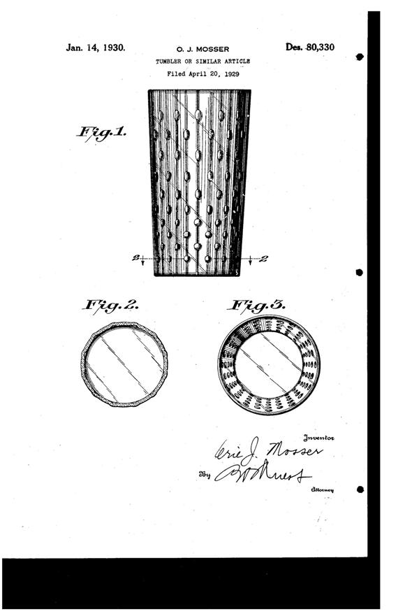 Cambridge Tumbler Design Patent D 80330-1