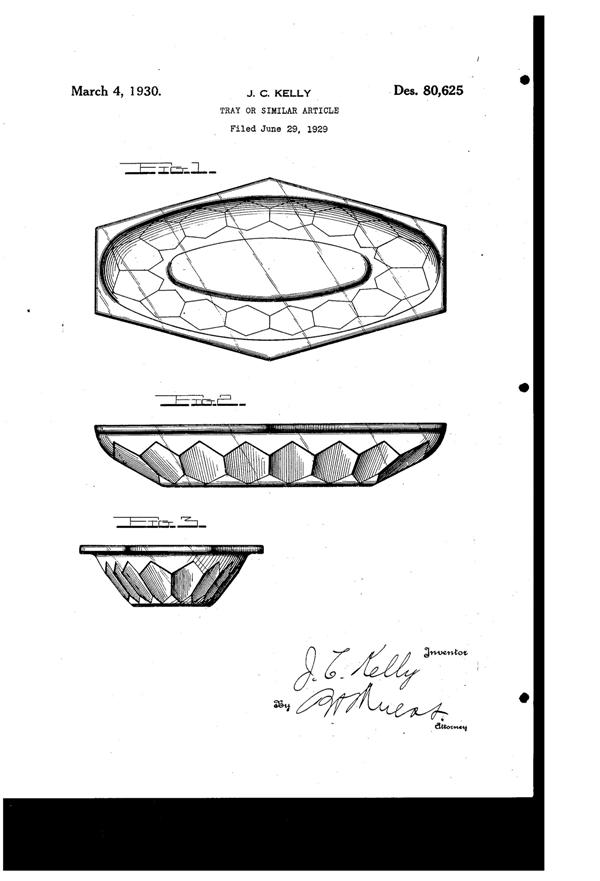 Cambridge # 330 Moderne Tray Design Patent D 80625-1