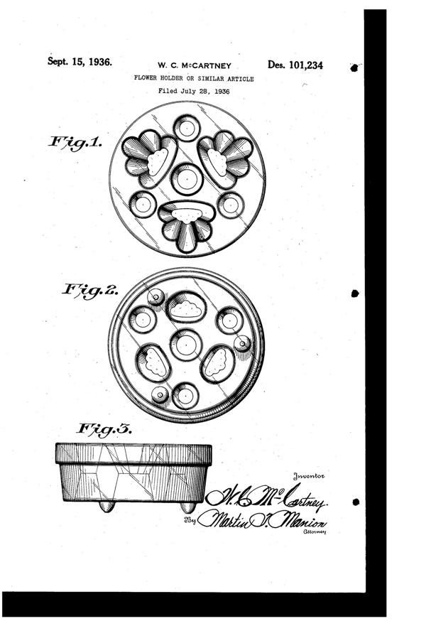Cambridge Flower Frog Design Patent D101234-1