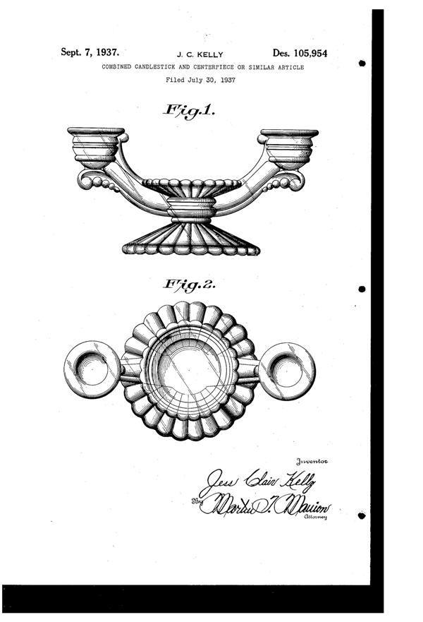 Cambridge #1580 Epergnette Design Patent D105954-1
