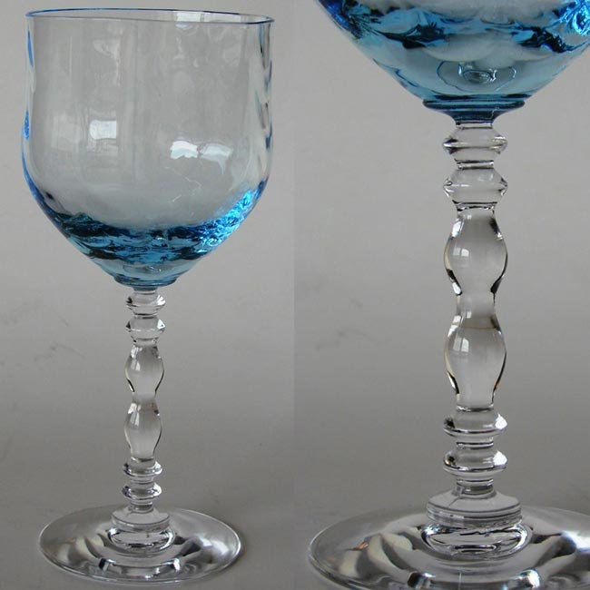 Fostoria #6127 Festive Bi-Color Wine w/ Loop Optic