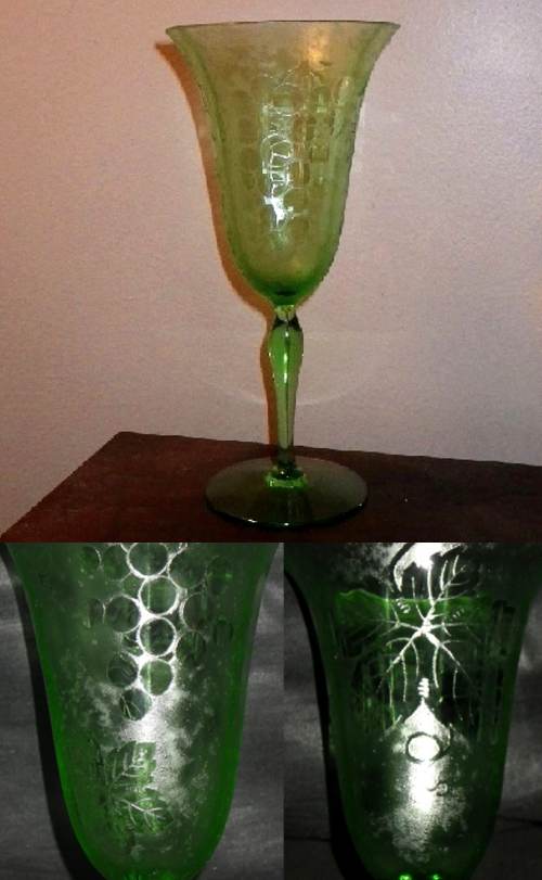 Fostoria # 877 Grape Brocade Goblet