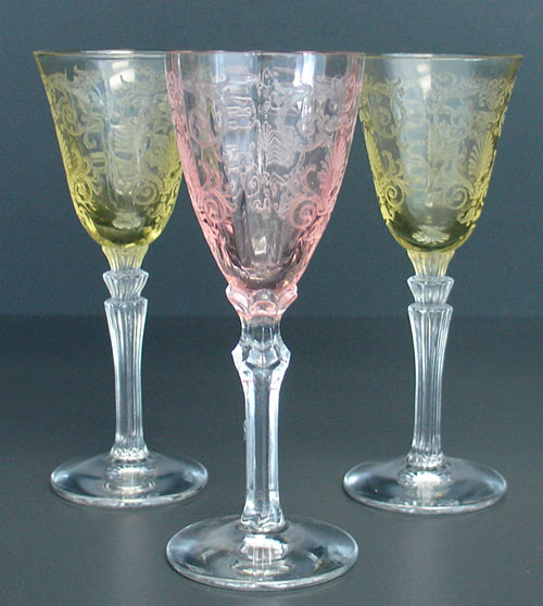 Fostoria #5098, 5099 Cordial with #278 Versailles Etch
