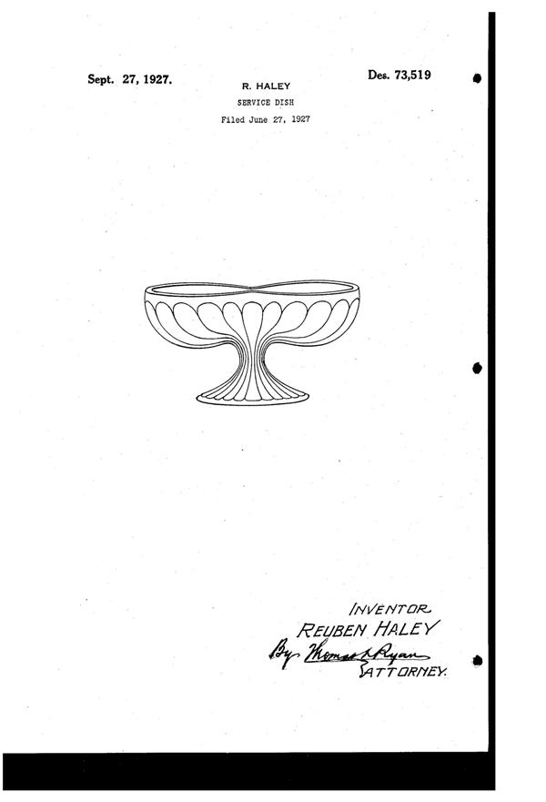 Indiana # 459 Service Dish Design Patent D 73519-1