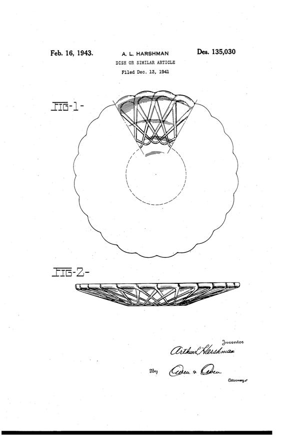 Indiana # 622 Pretzel Dish Design Patent D135030-1