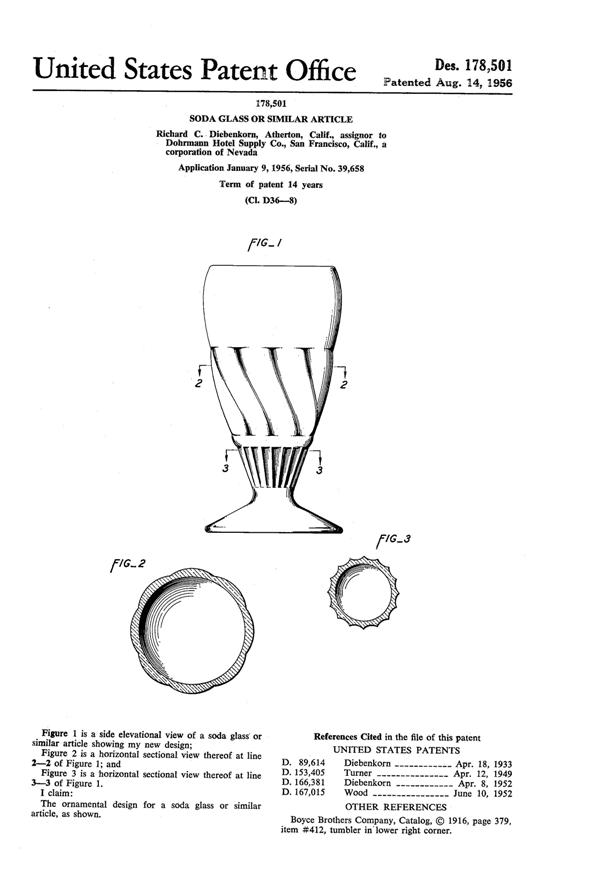 Indiana Footed Tumbler Design Patent D178501-1