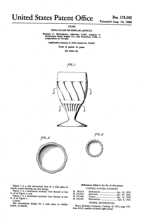 Indiana Footed Tumbler Design Patent D178502-1