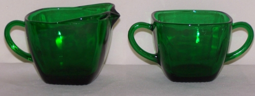 Anchor Hocking Forest Green Cream & Sugar