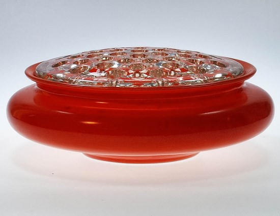 Hocking #  38/1 Flower / Console Bowl w/ # 207 Flower Frog