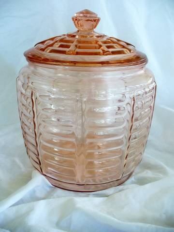Anchor Hocking Paneled & Ribbed Cookie Jar w/ Cover