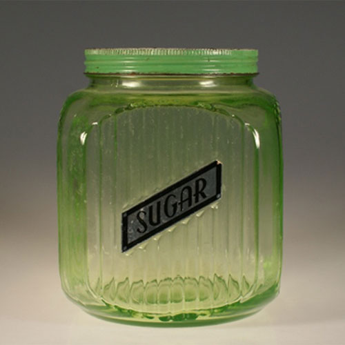 Hocking Ribbed Sugar Canister