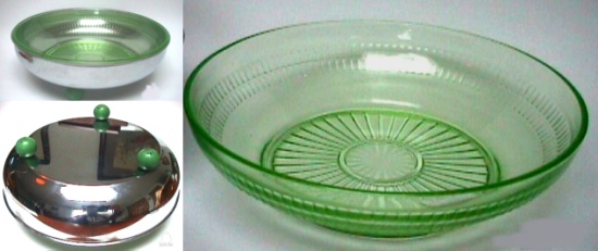 Hocking Roulette Bowl w/ Metal Holder
