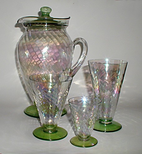 Hocking Spiral Jug & Tumblers
