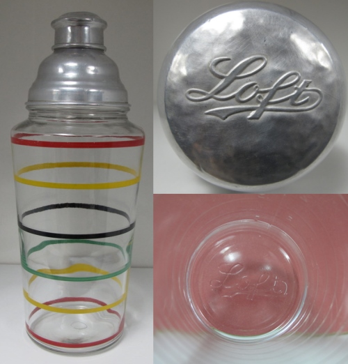 Hocking # 751 Cocktail Shaker w/ Stripe Decoration #181