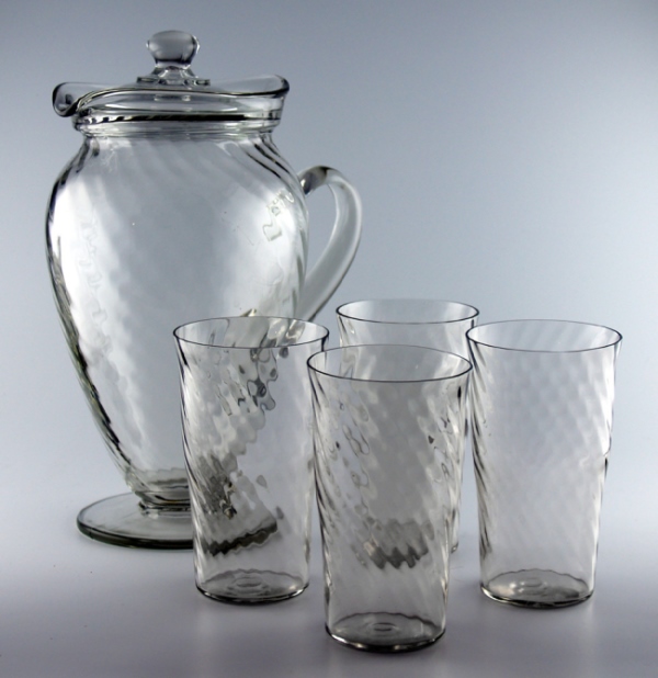 Hocking Spiral Optic Tea Set