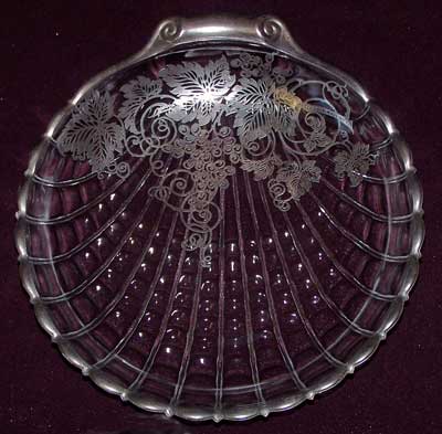 Anchor Hocking Shell Dish with Silver Overlay