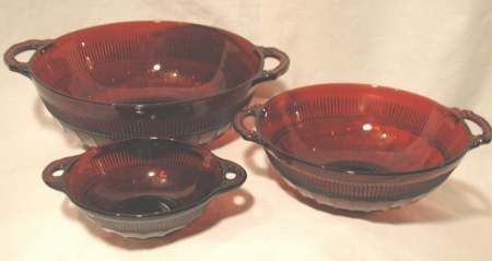 Hocking Coronation Ruby Bowls
