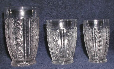 Hocking Diamond Pitcher and Tumblers