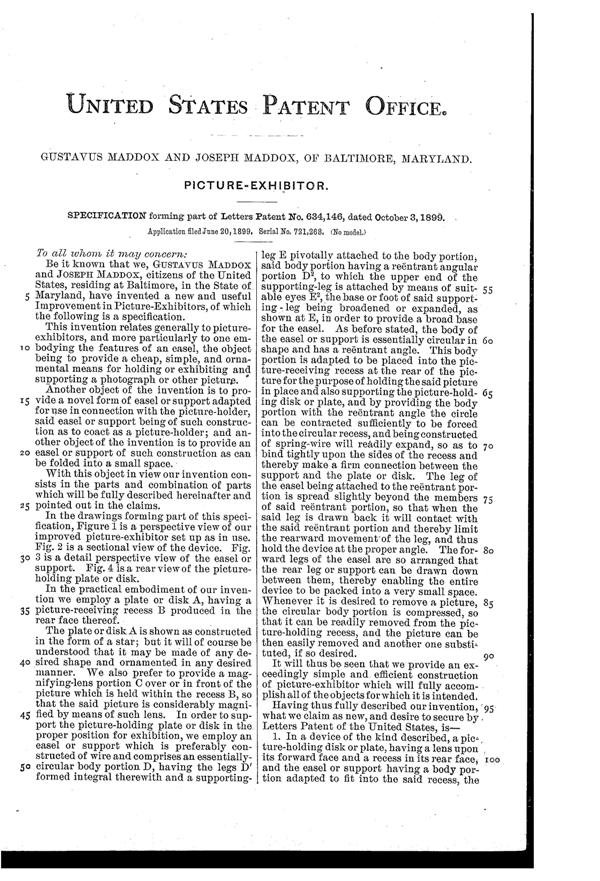 New Martinsville Star Picture Frame Patent  634146-2