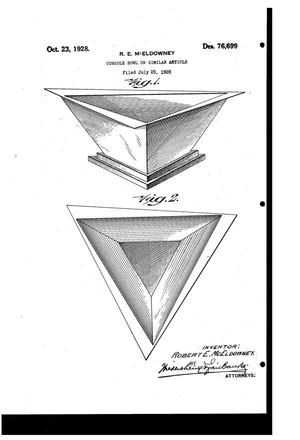 New Martinsville #  33 Modernistic Bowl Design Patent D 76699-1