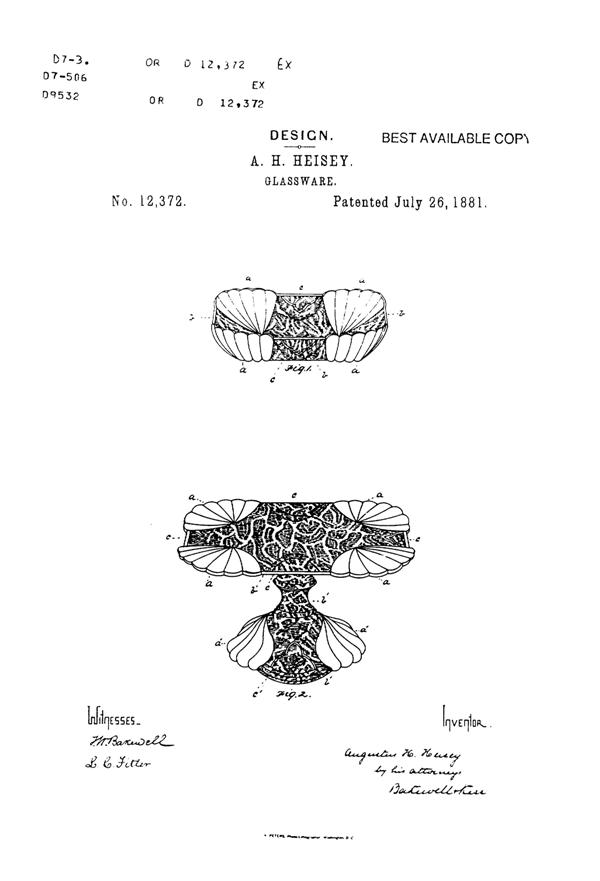 Duncan  Shell & Tassel Bowl & Cake Stand Design Patent D 12372-1
