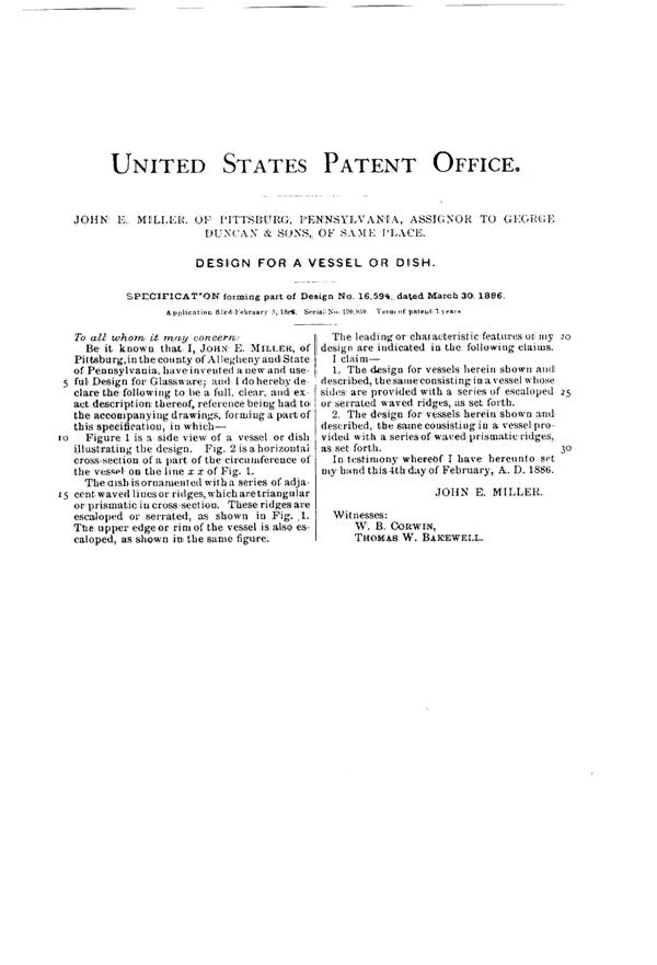 Duncan & Miller Bowl Design Patent D 16594-2