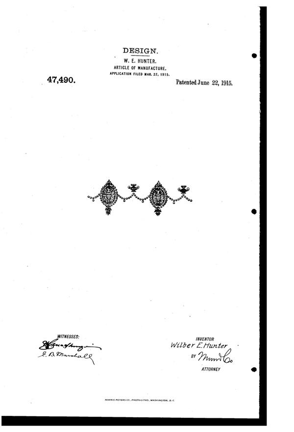 Morgantown # 730 Adam Etch Design Patent D 47490-1