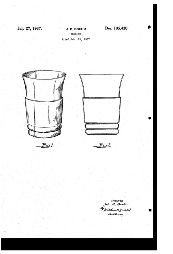 Morgantown Tumbler Design Patent D105430-1