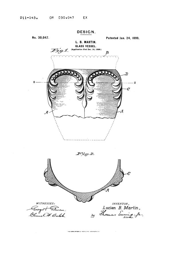Fostoria # 676 Priscilla Ware Design Patent D 30047-1