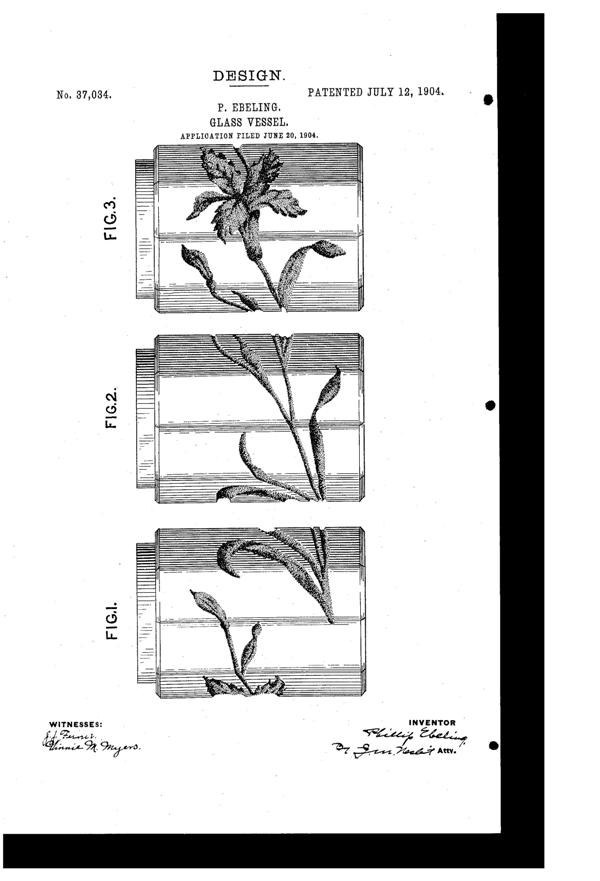 Fostoria Vessel Design Patent D 37034-1