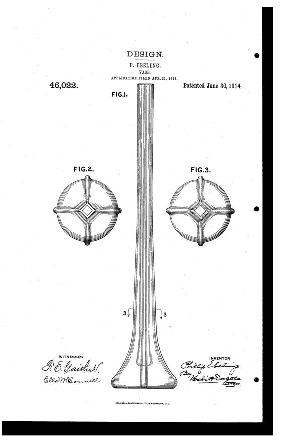 Fostoria Vase Design Patent D 46022-1