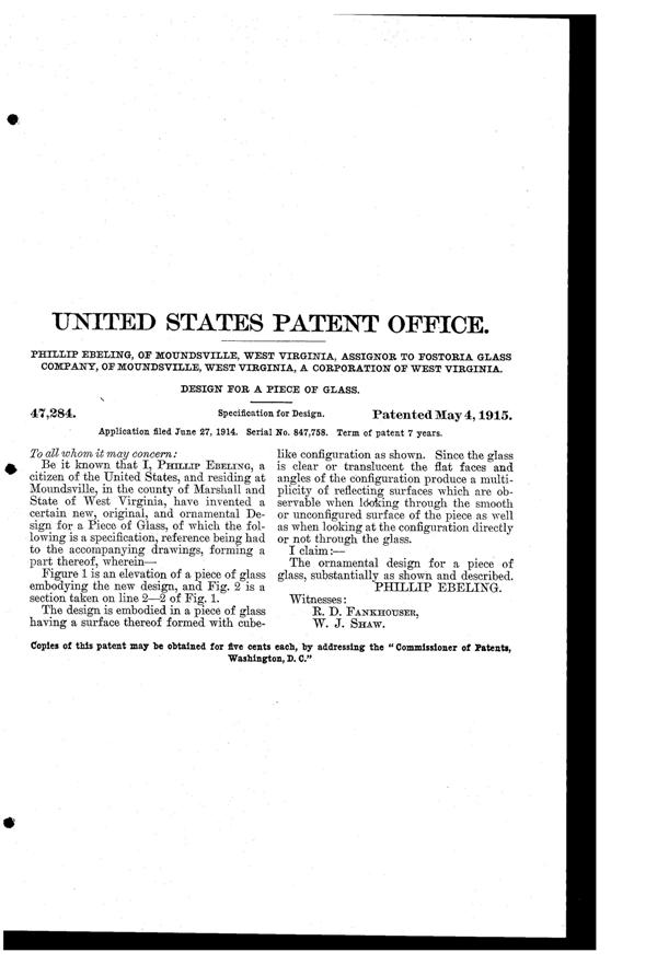 Fostoria #2056 American Design Patent D 47284-2