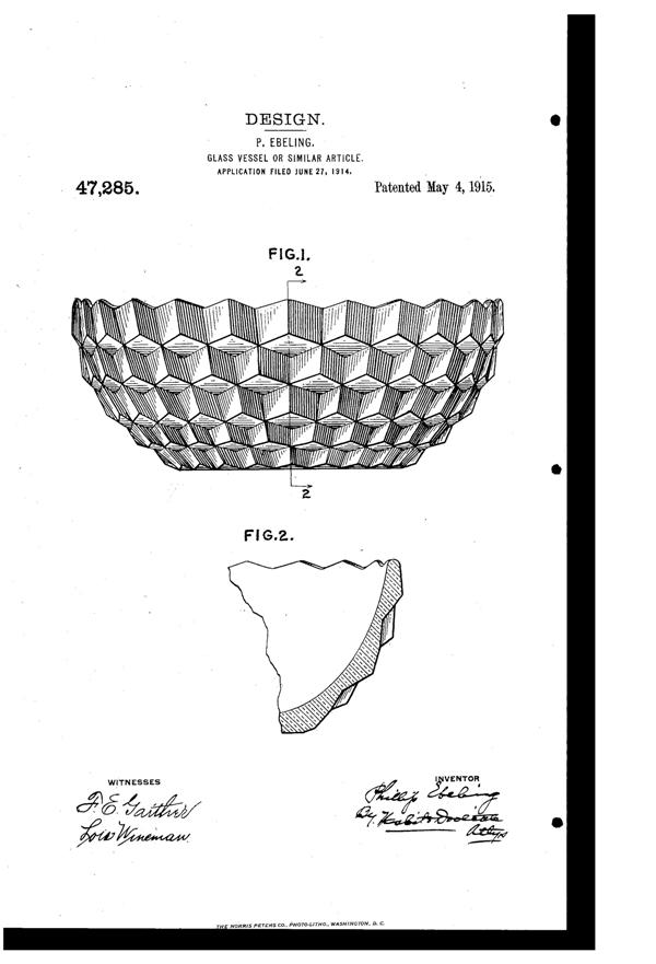 Fostoria #2056 American Bowl Design Patent D 47285-1