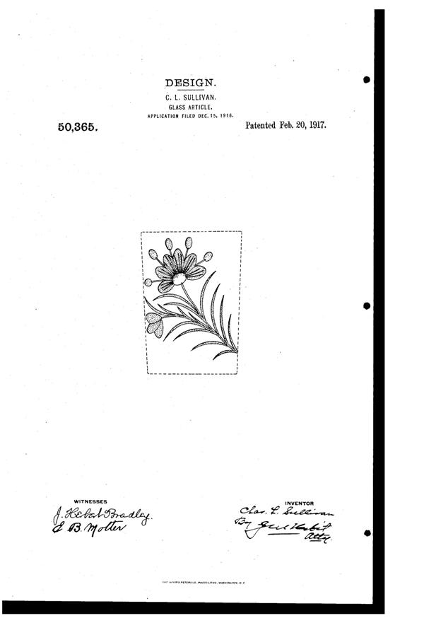 Fostoria # 135 Geneva Cutting on #820 Tumbler Design Patent D 50365-1