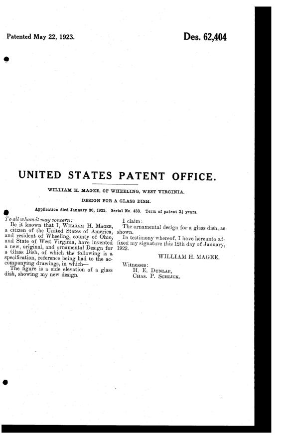 Fostoria Compote Design Patent D 62404-2
