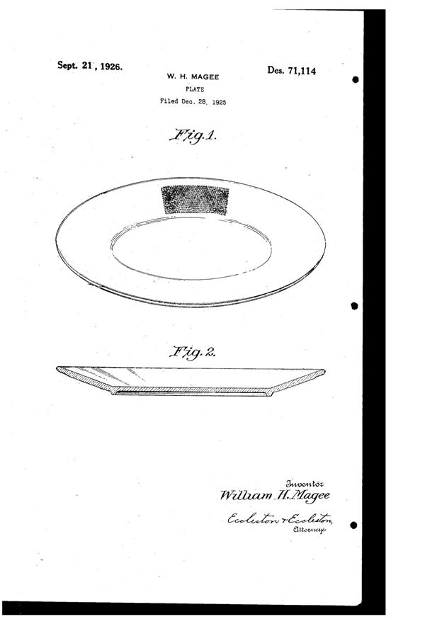 Fostoria #2356 Plate Design Patent D 71114-1