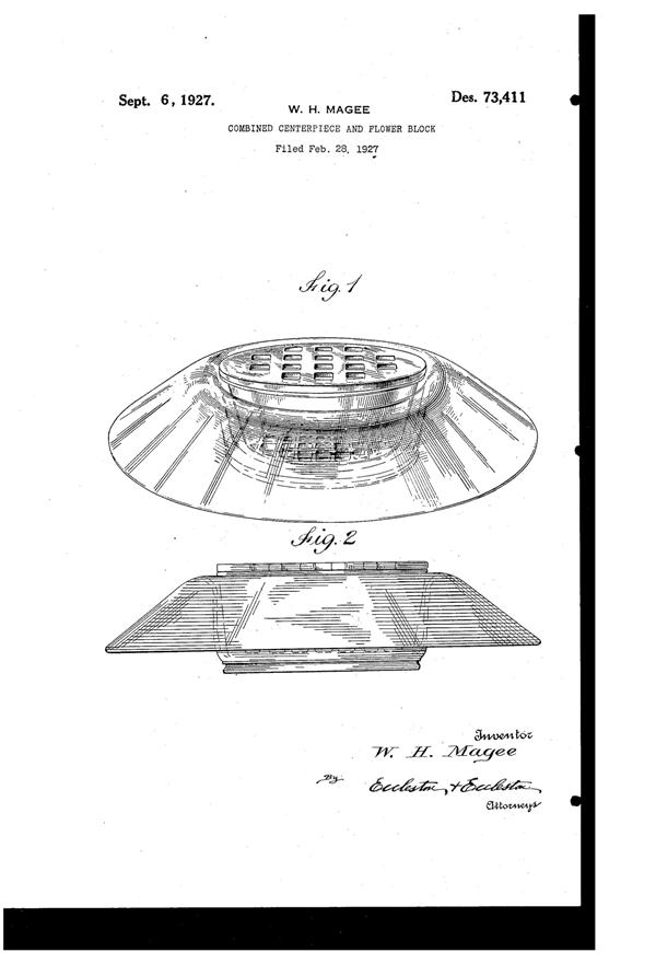 Fostoria #2329 Centerpiece Bowl & #2471 Frog Design Patent D 73411-1