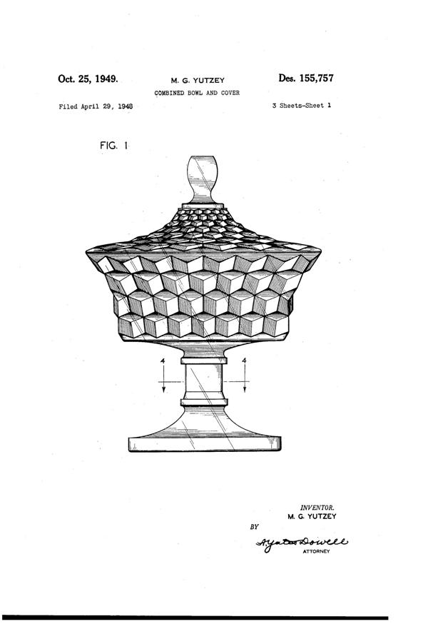 Fostoria #2056 American Footed Candy Box & Cover Design Patent D155757-1