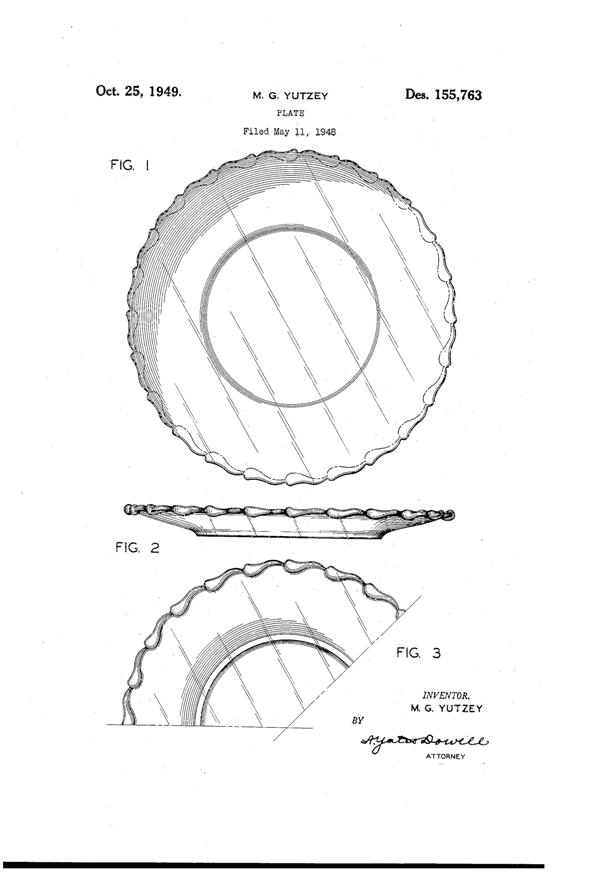 Fostoria #2630 Century Plate Design Patent D155763-1
