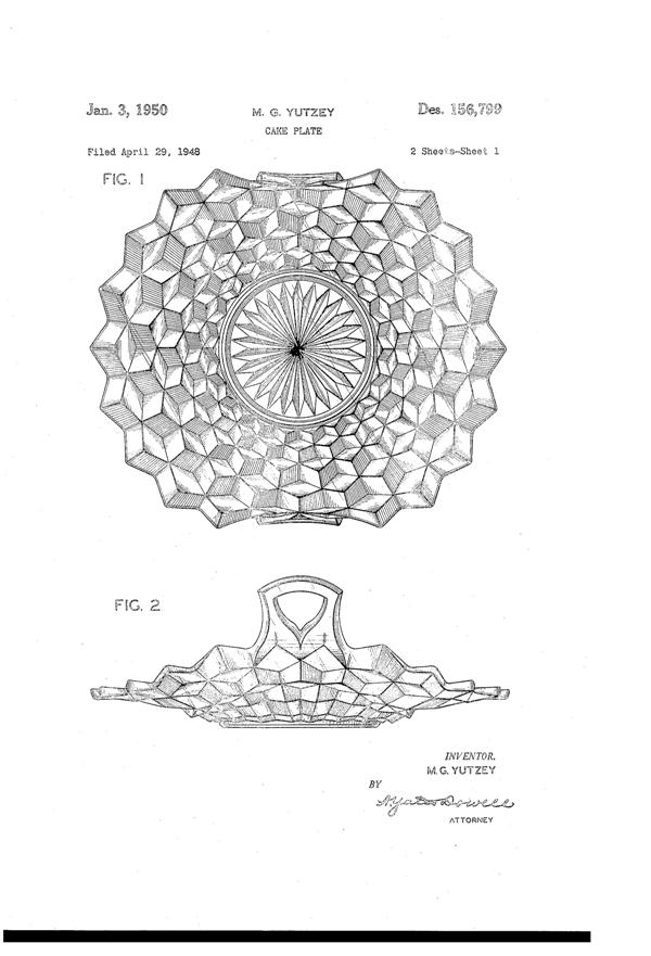 Fostoria #2056 American Cake Plate Design Patent D156799-1