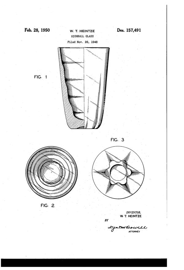 Fostoria #2643 Holiday Tumbler Design Patent D157491-1