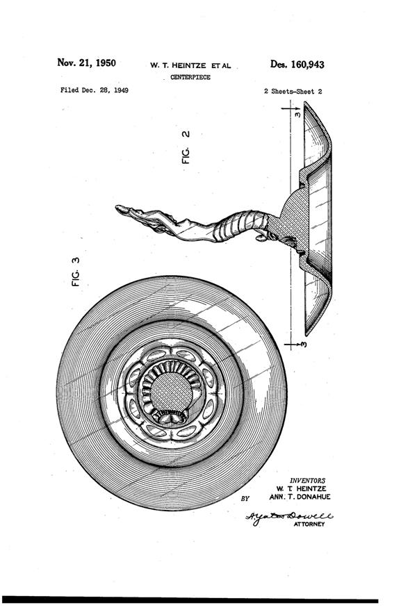 Fostoria #2634 Mermaid & Bowl Design Patent D160943-2