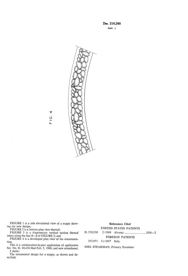 Fostoria #2806 Pebble Beach Bowl Design Patent D216268-2