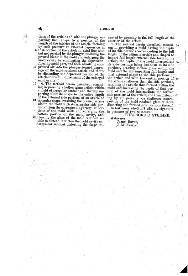 U. S. Glass Jug Patent 1165212-6