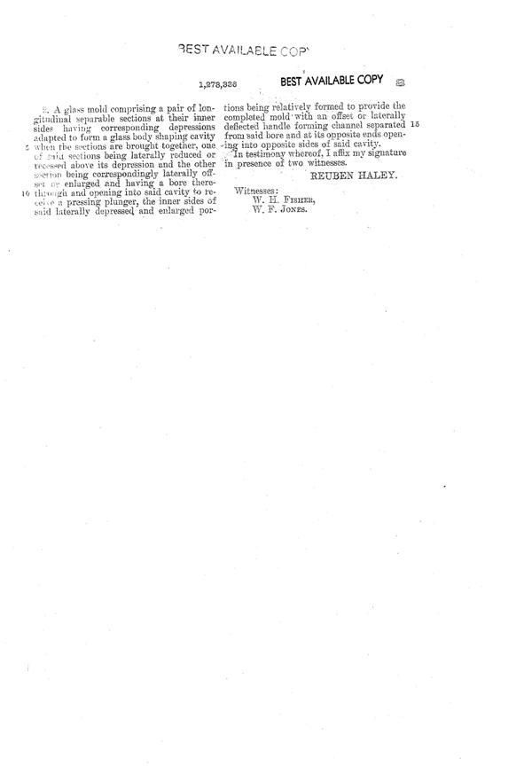 U. S. Glass Basket Mold Patent 1278336-5