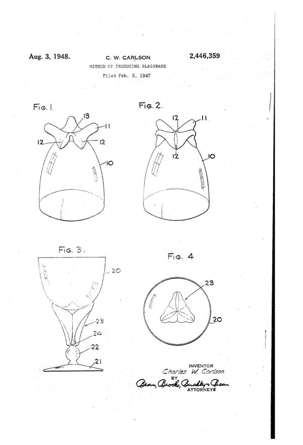 U. S. Glass #17430 Footed Tumbler & #17423 Cellini Goblet Patent 2446359-1