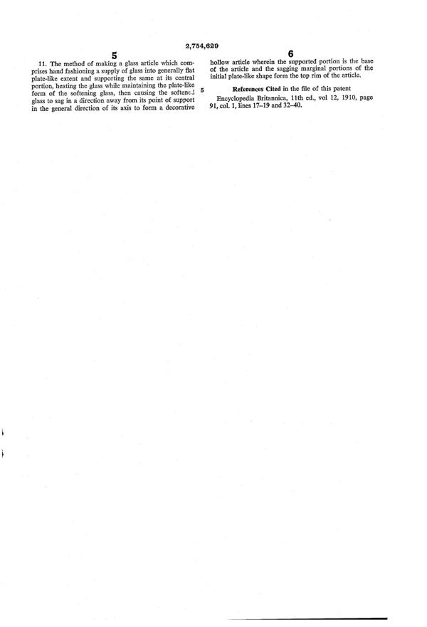 U. S. Glass #   92 Vase Patent 2754629-4